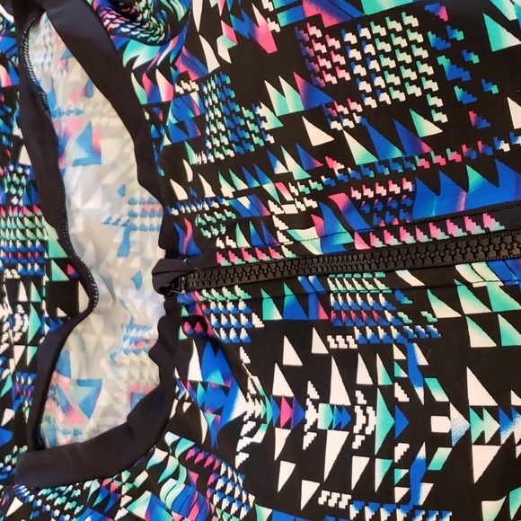 EVALESS Printed Two Piece Swimsuit Zipper Tankini Swimsuit with Skirt 3X NWOT - Picture 5 of 12